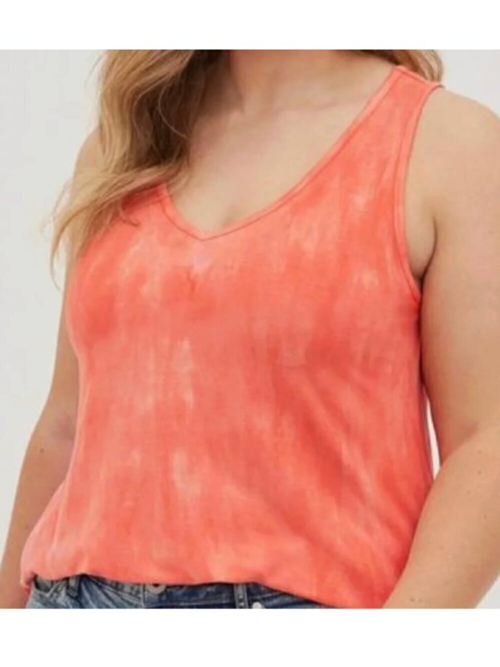 NEW NWT TORRID 1 Plus Size Favorite Tunic Super Soft V-Neck Tunic Tank Coral 1X